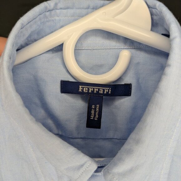 Ferrari Button Down Dress Shirt Men's Size Medium Blue Embroidered Logo - Picture 4 of 7